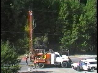 The introduction to the video discusses the role of drilling and sampling in geotechnical practice. The first main section provides an overview of different drilling rigs (i.e., highway, off-road, over-water, and portable). This image shows a typical highway rig.